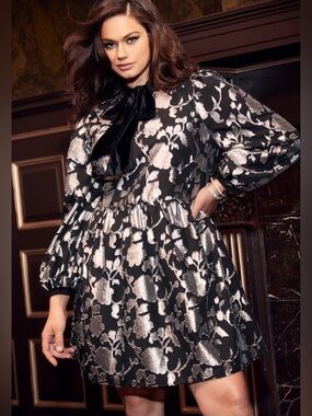 ELOQUII Elements Bow Neck Mini Dress Size 16